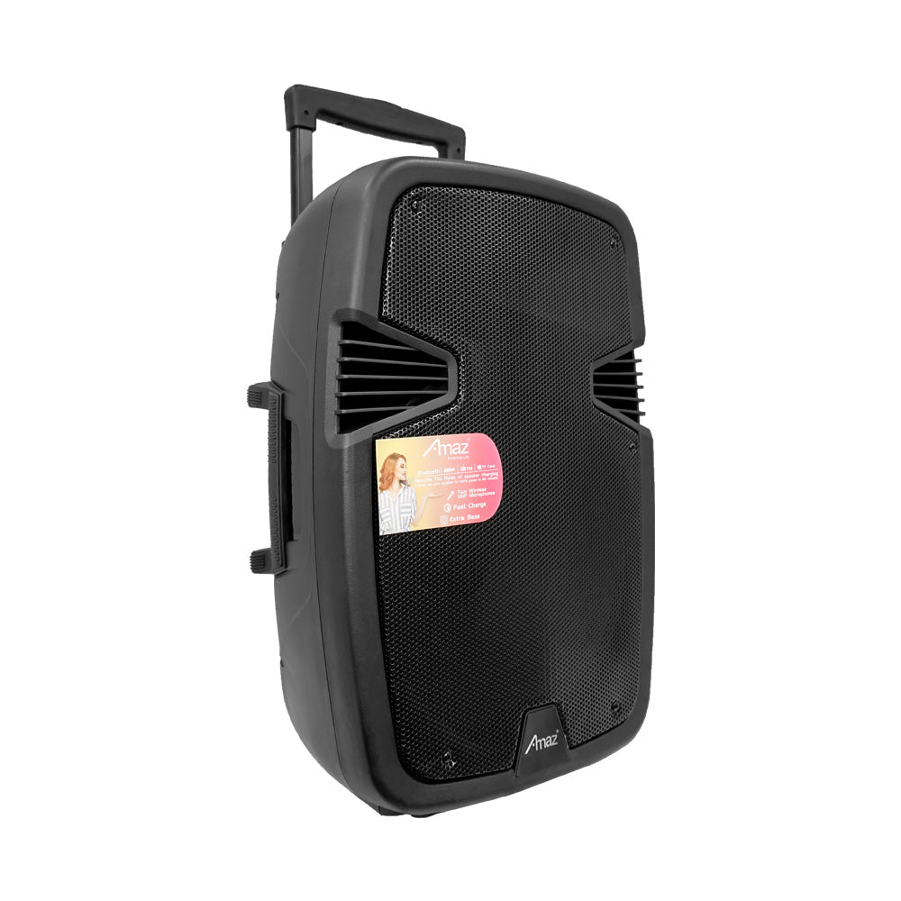 Amaz AL1504C Trolley Bluetooth Speaker Big Inch Woofer With Two Mics