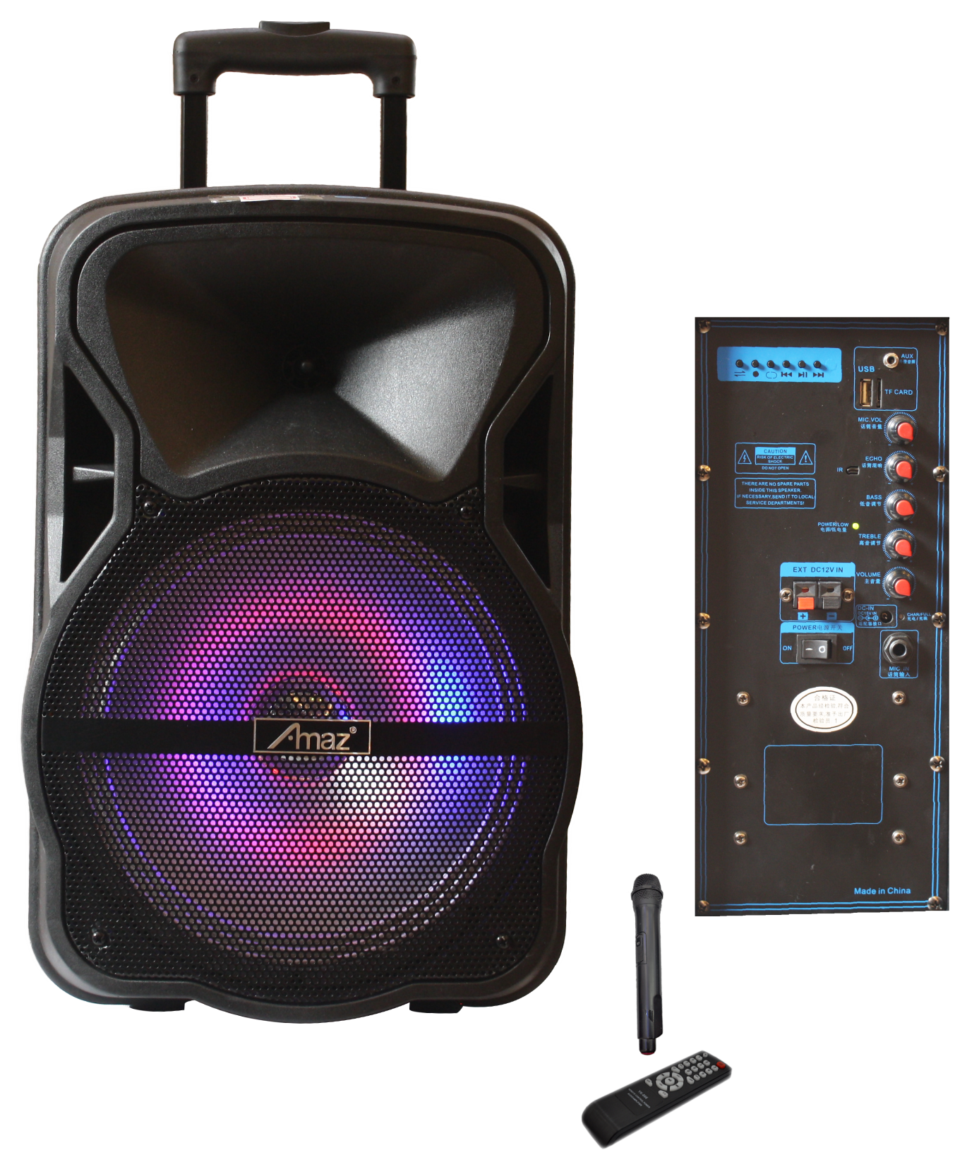 Amaz AL1234C Big Woofer Speaker long Working Time With Two Mics