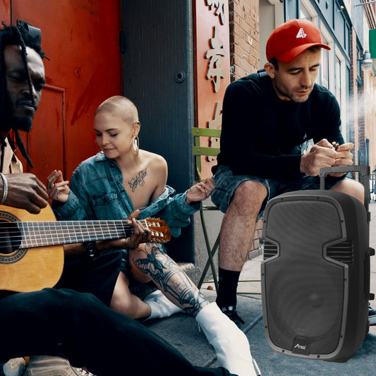 Amaz AL1204C Wireless Trolley Speaker With Two Mics