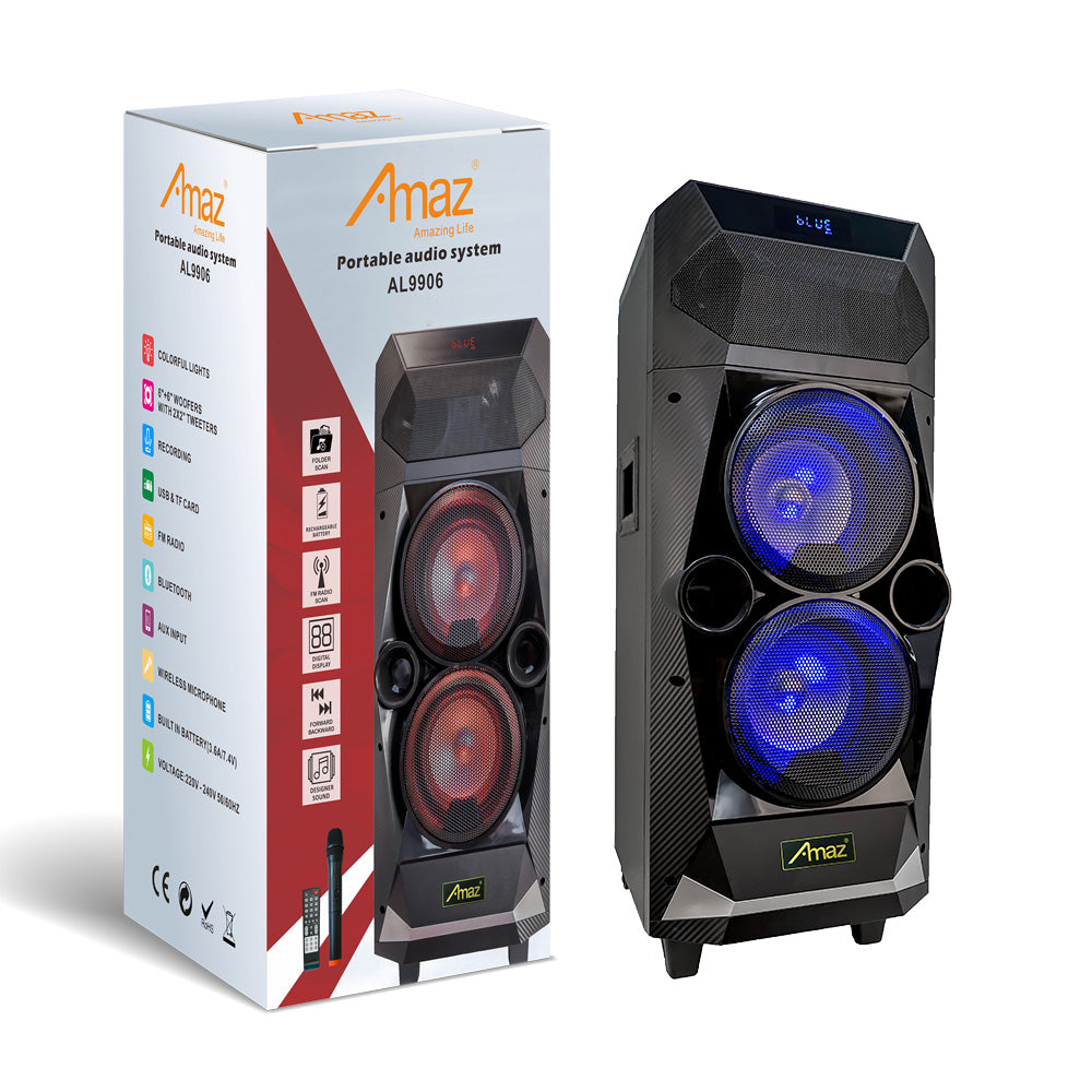 Amaz AL9906 Trolley Speakers Double Bass DJ Party Speaker