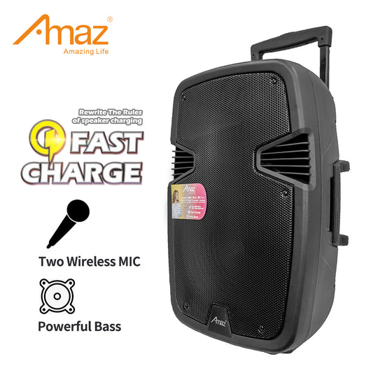 Amaz AL1504FC Classical Design Big Woofer Trolley Speaker,Fast Charge