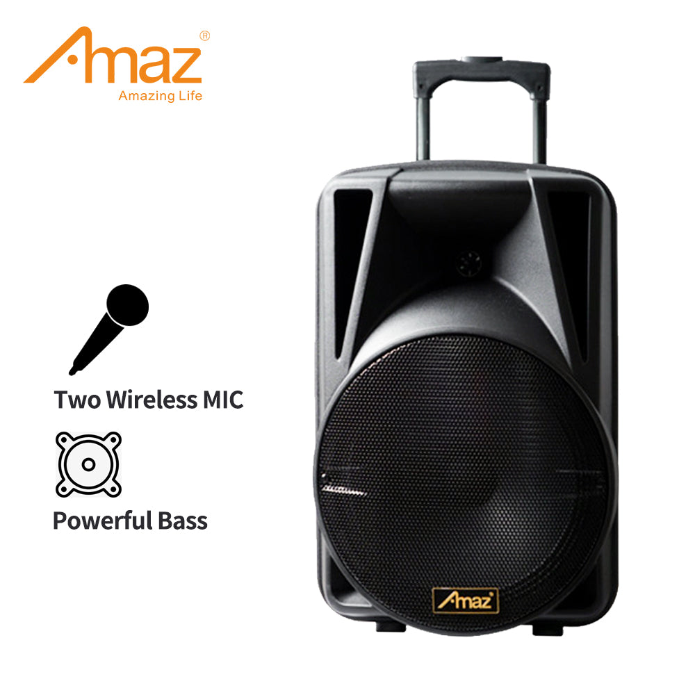 Amaz AL1232C Multifunctional Trolley Speaker With Two Mics