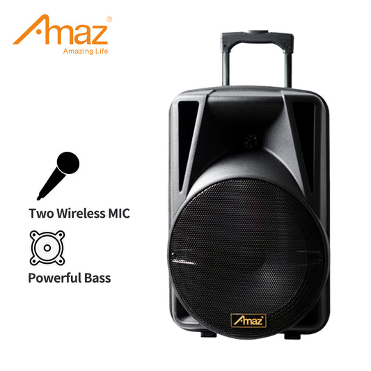 Amaz AL1232C Multifunctional Trolley Speaker With Two Mics