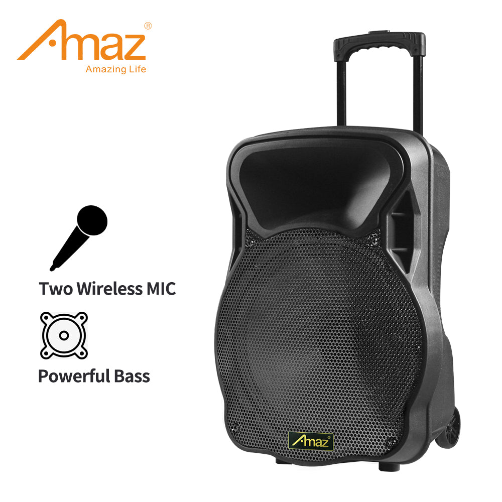 Amaz AL1234C Big Woofer Speaker long Working Time With Two Mics