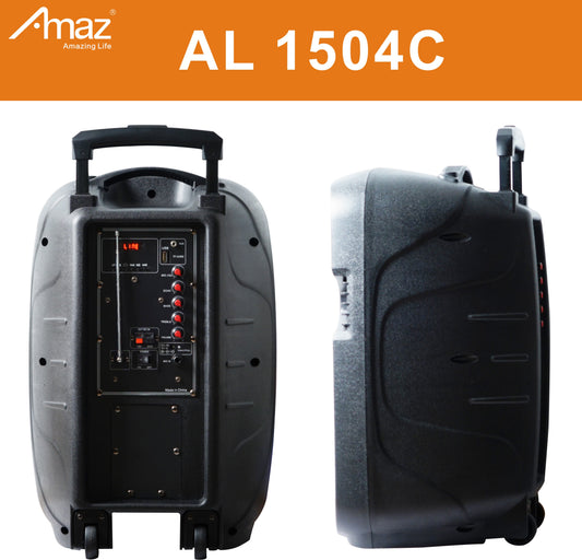 Amaz AL1504C Trolley Bluetooth Speaker Big Inch Woofer With Two Mics